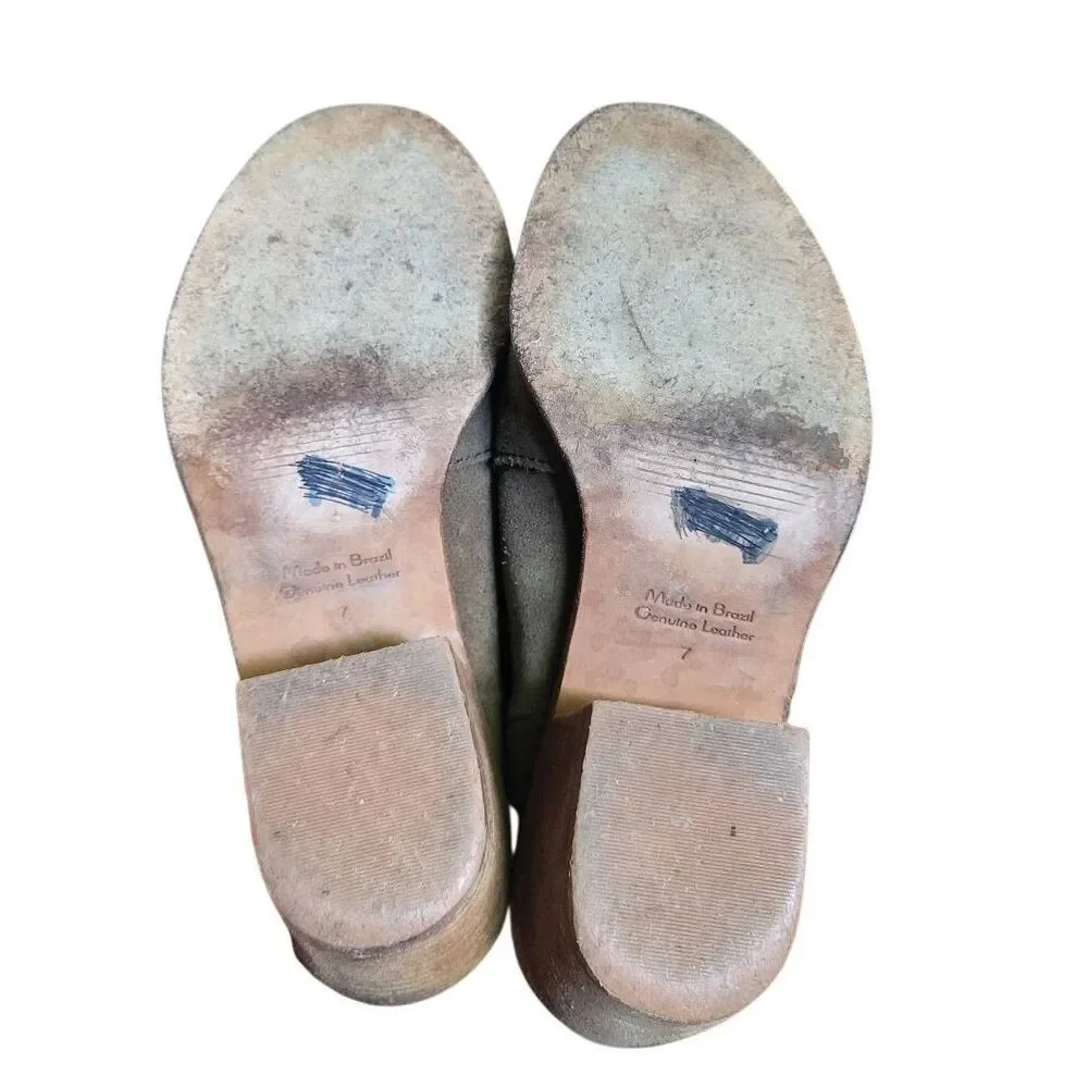 Madewell Boots Women's 7 Tan Suede Leather Janice Ankle Zip Boho Western